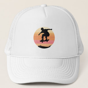 Sunset Skater Silhouette - Minimaler Skate Art Truckerkappe