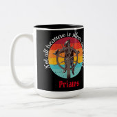 Sunset Skeleton Pirate Party Zweifarbige Tasse (Links)