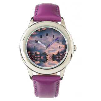 Sunset Skies Fraktal Sangria Filter Armbanduhr
