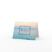 Sunset Skies Ocean Beach Blue Wedding Vielen Dank