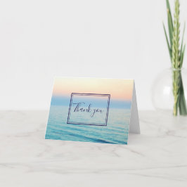Sunset Skies Ocean Beach Blue Wedding Vielen Dank Dankeskarte