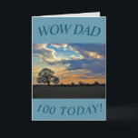 Sunset Sky 100. Geburtstagskarte für Vater Karte<br><div class="desc">Ein schöner Sonnenuntergangshimmel und ein kahler Winterbaum machen ein schönes Bild für diese 100. Geburtstagskarte für den Vater.  Text kann leicht personalisiert werden.</div>