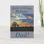 Sunset Sky and Tree Birthday Card for Dad Karte<br><div class="desc">A beautiful sunset sky and a bare winter tree make a lovely image for this birthday card for Dad.  Text can easily be personalised.</div>