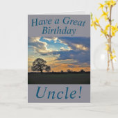Sunset Sky and Tree Birthday Card for Uncle Karte (Gelbe Blume)