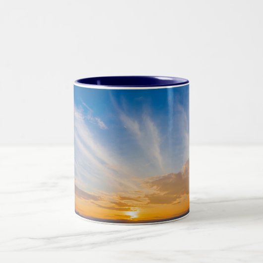 Sunset Sky Clouds Blue Zweifarbige Tasse (Mittel)