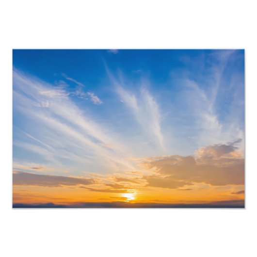 Sunset Sky Clouds Orange Blue Fotodruck (Vorne)