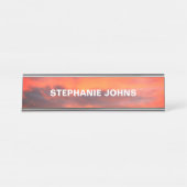 Sunset Sky Foto Custom Clouds Orange Cool Schreibtischnamensplakette (Vorderseite )