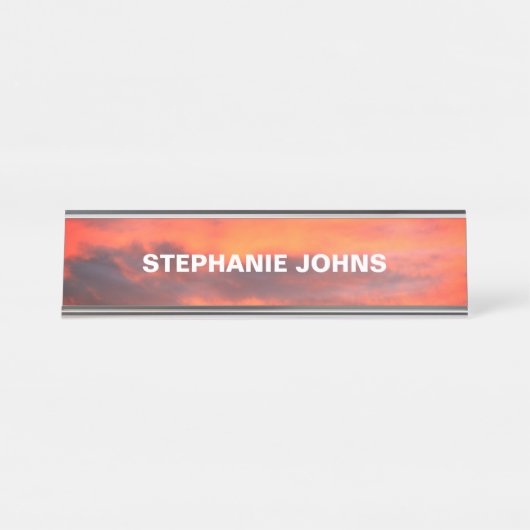 Sunset Sky Foto Custom Clouds Orange Cool Schreibtischnamensplakette (Vorderseite )