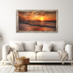 Sunset Sky on Fire Leinwanddruck<br><div class="desc">Erleben Sie die atemberaubende Schönheit eines Sonnenuntergangs am Strand mit der Bedrohung durch Stürme am Horizont. Tauchen Sie ein in die warmen Farbtöne und die ruhige Atmosphäre dieser atemberaubenden Szene,  und gelassen,  es verwandelt jeden Raum in eine Oase der Entspannung und des Naturwunders.</div>
