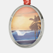 Sunset Sky, Palms & Ocean Silbernes Ornament (Links)