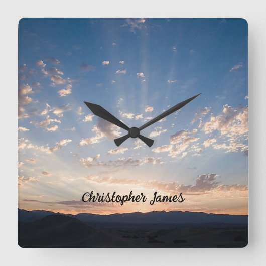 Sunset Sky Personalisiert Quadratische Wanduhr (Vorderseite)