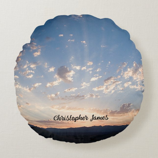 Sunset Sky Personalisiert Rundes Kissen (Vorderseite)
