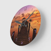 Sunset Sky Runde Wanduhr (Winkel)