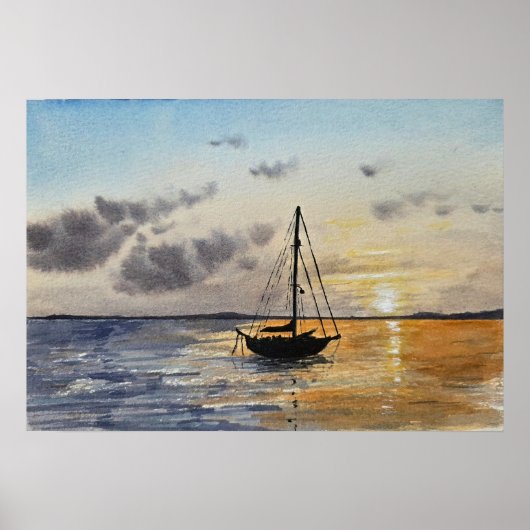 Sunset Sky Watercolor Painting  Poster (Vorne)