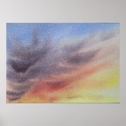 Sunset Sky Watercolor Painting  Poster (Vorne)
