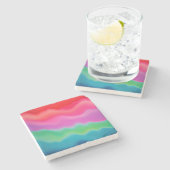 "Sunset Sorbet" Abstrakte Kunst Steinuntersetzer (Seitenansicht)