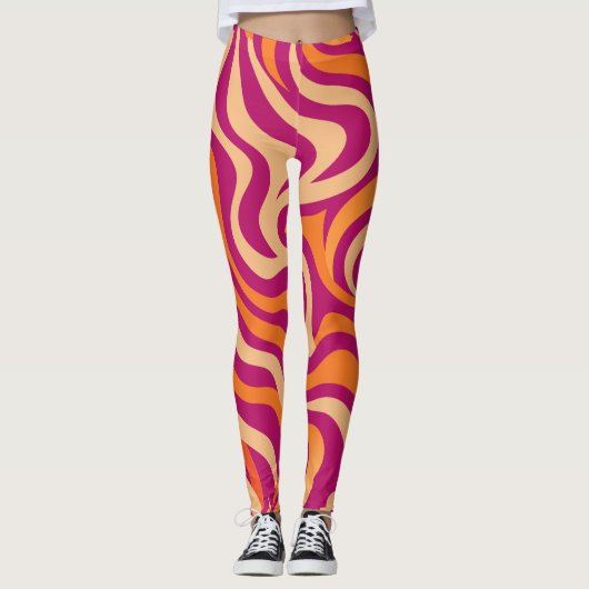 Sunset Splash Wavy Lines Leggings (Vorderseite)