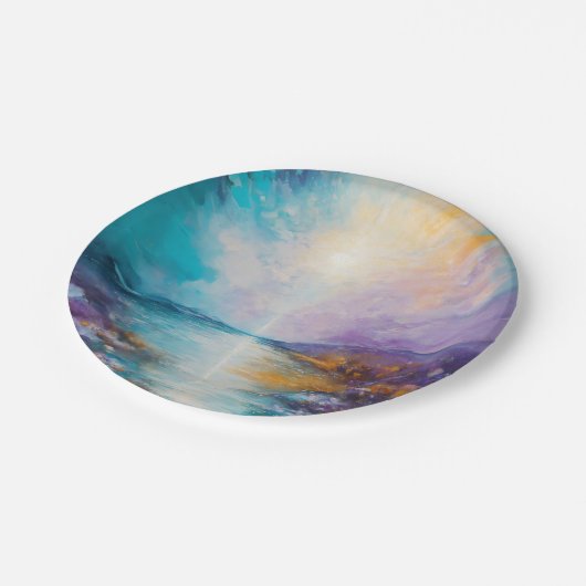 "Sunset Splendor: Luminous Sky Paper Teller" Pappteller (Schrägansicht)