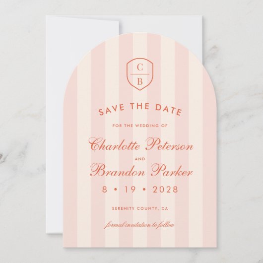 Sunset Spritz Stripes Foto Save the Date Einladung (Vorderseite)