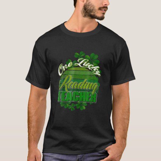 Sunset St Patrick’S Day One Lucky Reading Teacher T-Shirt (Vorderseite)