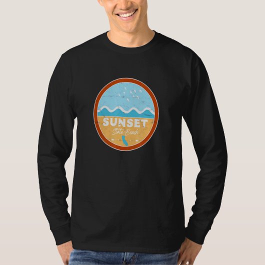 Sunset Staat Beach California Ca Beach Waves T-Shirt (Vorderseite)