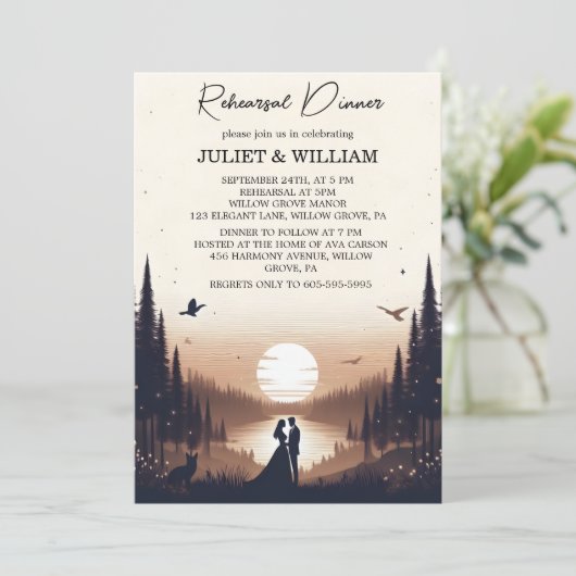 Sunset Stars Moon Cloud Twilight Probe Abendessen Einladung (Stehend Vorderseite)