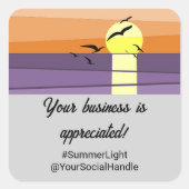 Sunset Stilisierte Gray Ihr Geschäft wird geschätz Quadratischer Aufkleber (Vorderseite)