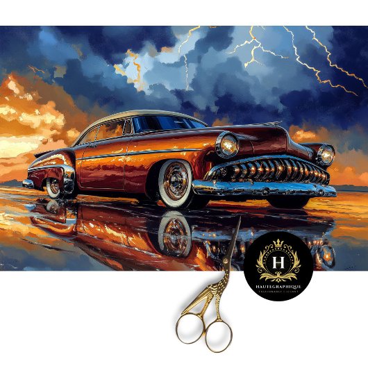 Sunset Storm Vintage Car Decoupage Seidenpapier