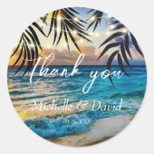 Sunset String Lights Beach Runder Aufkleber (Vorderseite)