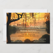 Sunset String Lights Lake Bridal Dusche Einladung (Vorderseite)
