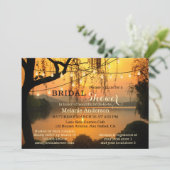 Sunset String Lights Lake Bridal Dusche Einladung (Stehend Vorderseite)