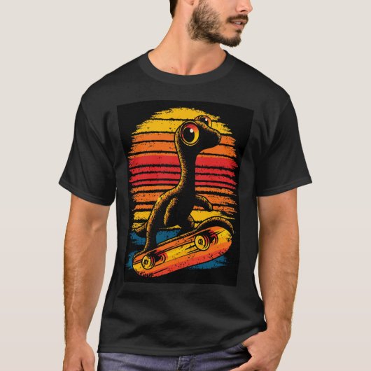 Sunset Stripe Dino Skater T-Shirt (Vorderseite)