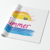 Sunset Summer Beach Illustration Geschenkpapier (Ungerollt)