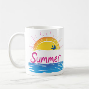 Sunset Summer Beach Illustration Kaffeetasse