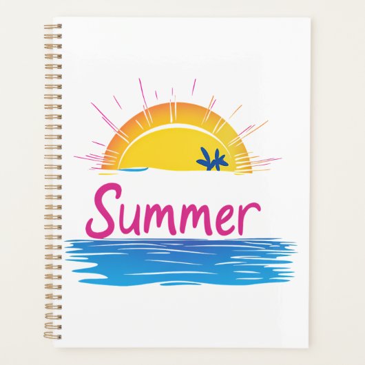 Sunset Summer Beach Illustration Planer (Vorderseite)