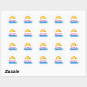 Sunset Summer Beach Illustration Runder Aufkleber (Blatt)