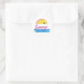 Sunset Summer Beach Illustration Runder Aufkleber (Tasche)