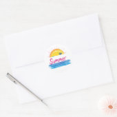 Sunset Summer Beach Illustration Runder Aufkleber (Umschlag)