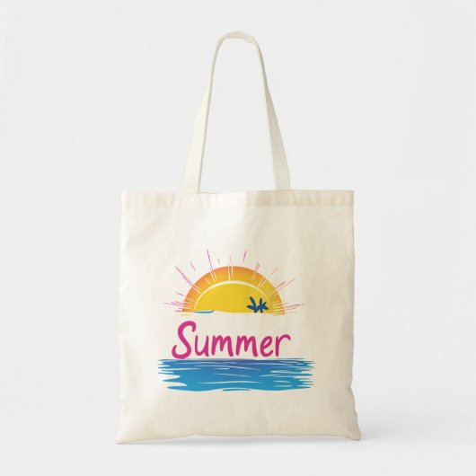Sunset Summer Beach Illustration Tragetasche (Vorne)