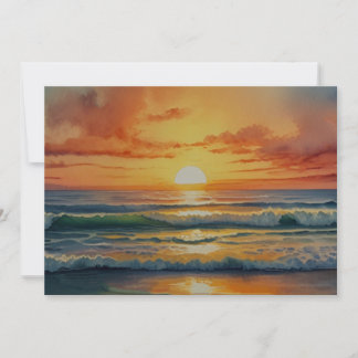 Sunset Sunrise Ocean Beach Colorcolor Art Feiertagskarte