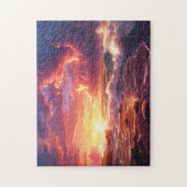 Sunset Sunrise Sundown Ocean Waves Naturemeer Puzzle (Vertikal)