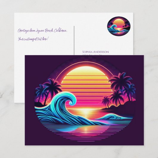 Sunset Surf Glow Postkarte (Vorne/Hinten)