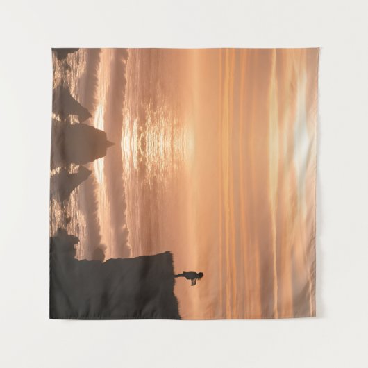 Sunset Surf Silhouette Wall Tapestry Wandteppich (Vorderseite (Horizontal))