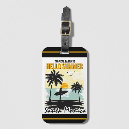 Sunset Surf Vibes: Tropischer Traum Gepäckanhänger (Vorderseite Vertikal)