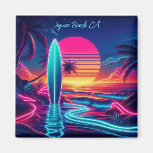 Sunset Surfboard Neon Lights- Magnet (Vorne)