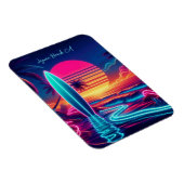Sunset Surfboard Neon Lights- Magnet (Rechte Seite)