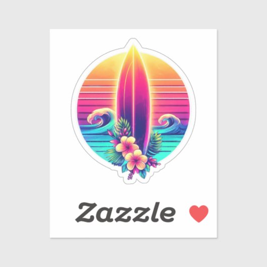 Sunset Surfboard Paradies- Aufkleber (Blatt)