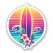 Sunset Surfboard Paradies- Aufkleber (Vorderseite)