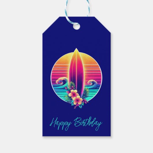 Sunset Surfboard Paradies- Geschenkanhänger (Vorderseite)