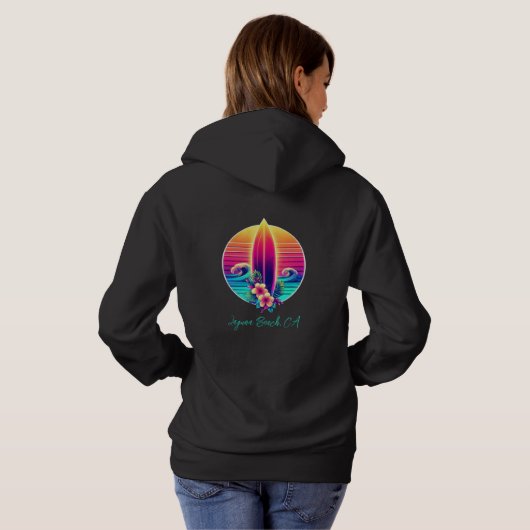 Sunset Surfboard Paradies- Hoodie (Schwarz voll)